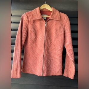 💥SALE💥 Bamboo Traders 100% Leather Zip Up Jacket Orange Size Small Boho Coastal